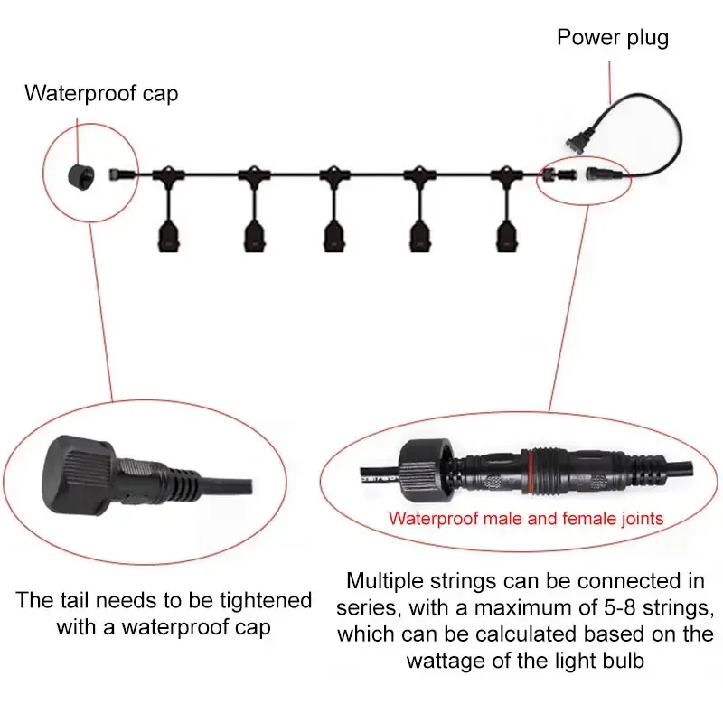 야외 E27 스레드 헤드 램프, 거치대 스트링 방수 I - Outdoor Power Strip Weatherproof 리뷰 및 가격